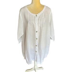 Match Point USA White Linen Tunic Top EUC Size Large